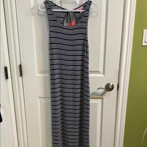 Lilly Pulitzer | Dresses | Lilly Pulitzer Maxi Dress Jordyn Striped Navy  Blue White Womens Medium Cut Out | Poshmark